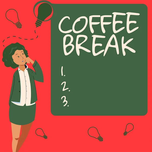 Inspiração Mostrando Sinal Coffee Break Business Showcase Pouco Tempo Atribuído — Fotografia de Stock