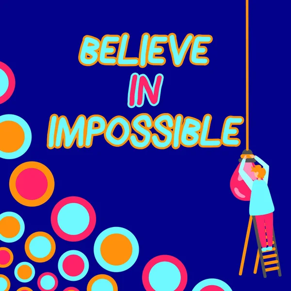 Sign Displaying Believe Impossible Business Idea Motivation Inspiration You Can — Stock Photo, Image