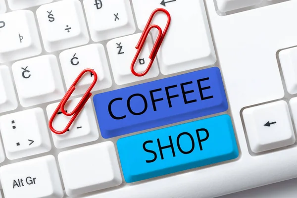 Handschrift Coffee Shop Internet Concept Een Restaurant Dat Voornamelijk Serveert — Stockfoto
