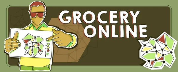 Hand Writing Sign Grocery Online Business Approach Digital Version Supermarket — 스톡 사진