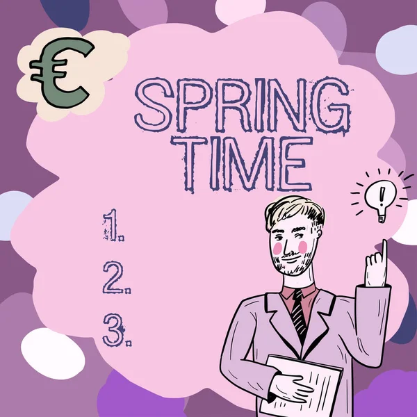 Conceptual Caption Spring Time Business Approach Temperate Season Year Identified — Stock Photo, Image