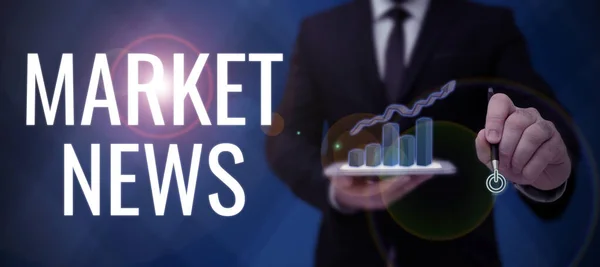 Ручной Знак Market News Business Showcase News Content Made Convincing — стоковое фото