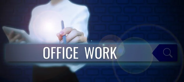 Visualizzazione Concettuale Office Work Word Scritto Lavoro Che Avviene Principalmente — Foto Stock