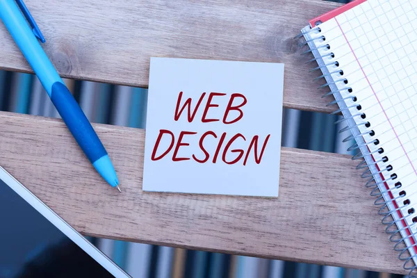 Inspiración Mostrando Signo Diseño Web Concepto Negocio Que Responsable Producción — Foto de Stock