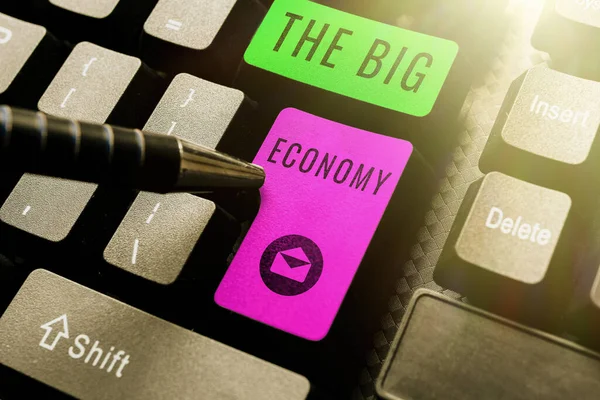 Handskrift Text Big Economy Business Approach Global Ekonomi Global Handel — Stockfoto