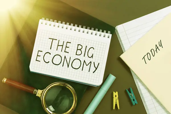 Visualizzazione Dei Segni Big Economy Business Approach Finanze Globali Mercato — Foto Stock