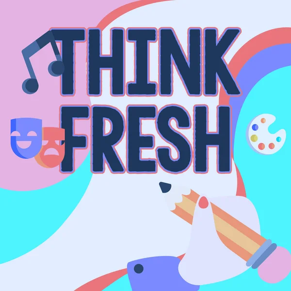 Texttext Som Presenterar Think Fresh Business Overview Ett Nytt Perspektiv — Stockfoto
