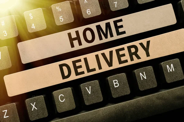 stock image Inspiration showing sign Home Delivery, Concept meaning All checkout items are directly sent to the buyer s is home