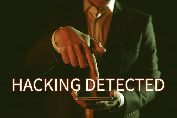 Leyenda Conceptual Hacking Detectado Actividades Escaparate Negocios Que Buscan Comprometer — Foto de Stock