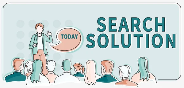 Text Bildtext Presentera Search Solution Affärsöversikt Att Hitta Rätt Svar — Stockfoto