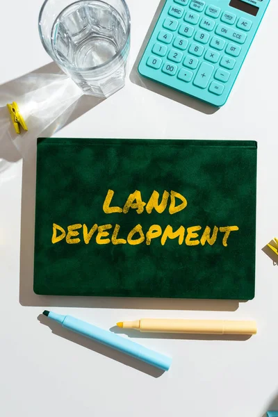 Conceptual caption Land Development, Business concept process of acquiring land for constructing infrastructures