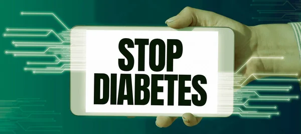 Pisanie Wyświetlania Tekstu Stop Cukrzycy Słowo Poziom Cukru Krwi Jest — Zdjęcie stockowe