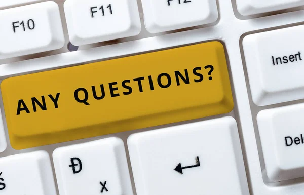 Señal Que Muestra Cualquier Pregunta Pregunta Idea Negocio Pedir Investigación — Foto de Stock