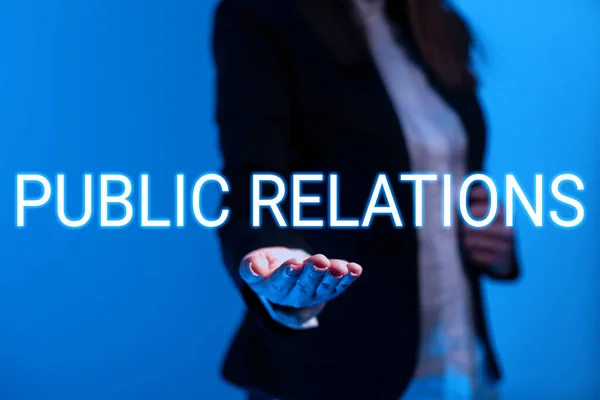 Handschrift Public Relations Business Showcase Van Relatie Tussen Publiek Bedrijf — Stockfoto