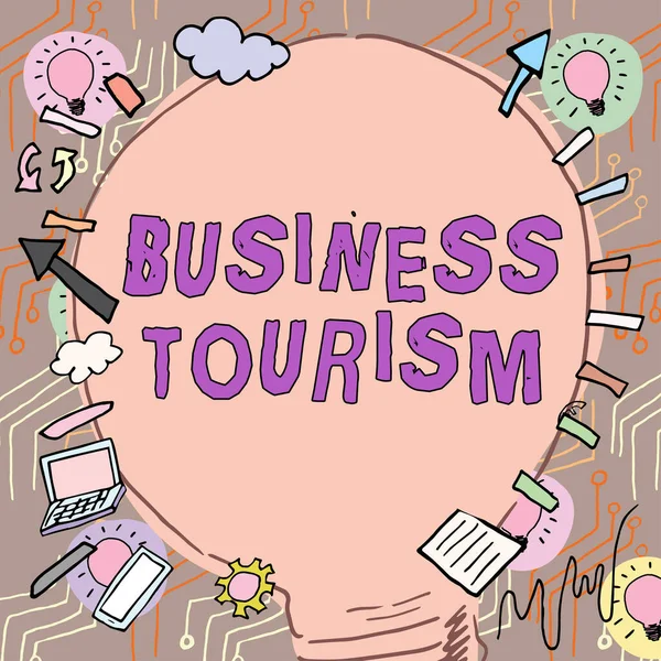 Sign Weergeven Van Business Tourism Word Written Activity Leaving One — Stockfoto