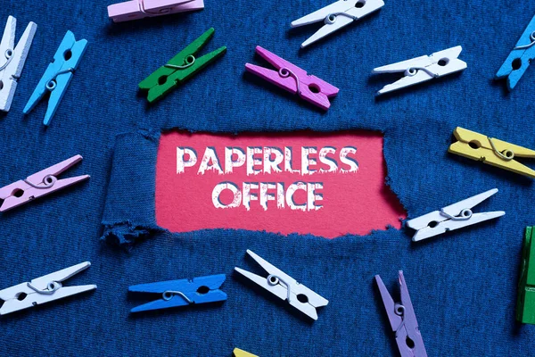 Εννοιολογική Επίδειξη Paperless Office Internet Concept Περιβάλλον Εργασίας Στο Οποίο — Φωτογραφία Αρχείου