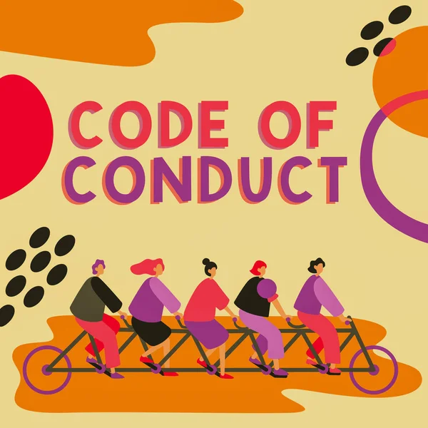 Conceptual display Code Of Conduct, Internet Concept Ethics rules moral codes ethical principles values respect