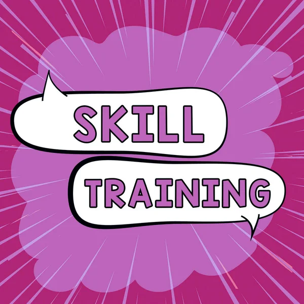 テキスト表示スキルトレーニング 従業員が必要とする知識を獲得し向上させるために設計された概念的な意味 — ストック写真