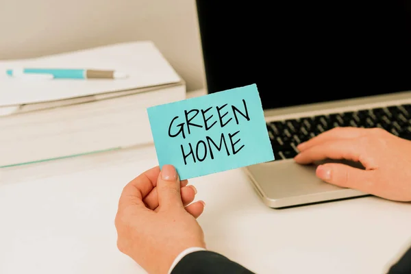 Pisanie Wyświetlania Tekstu Green Home Business Showcase Obszar Wypełniony Roślinami — Zdjęcie stockowe