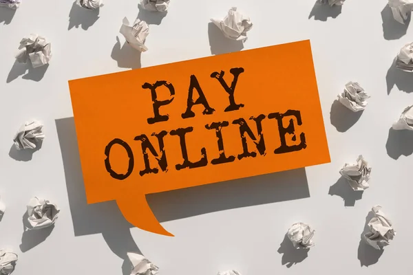 Podepsat Zobrazení Pay Online Konceptuální Fotografie Koupit Produkty Nebo Služby — Stock fotografie