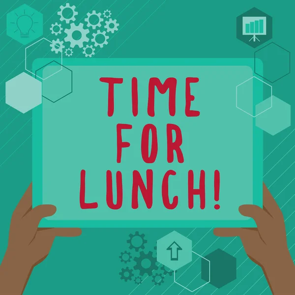 Pokaz Konceptualny Czas Lunch Fotografia Konceptualna Chwila Posiłek Przerwa Pracy — Zdjęcie stockowe