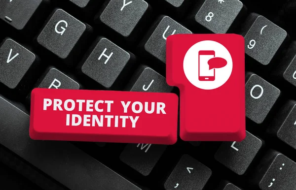 Kézírás Jel Védje Identitását Internet Concept Biztonságos Adatok Megsértése Információbiztonság — Stock Fotó