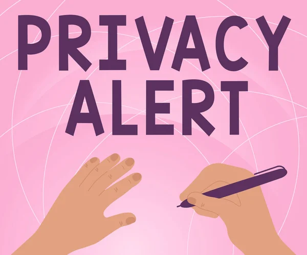 Podpis Tekstowy Prezentujący Privacy Alert Concept Oznacza Ostrzeżenie Użytkownika Przed — Zdjęcie stockowe