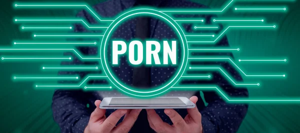Sinal Texto Mostrando Pornografia Foto Conceitual Representação Comportamento Erótico Destinado — Fotografia de Stock