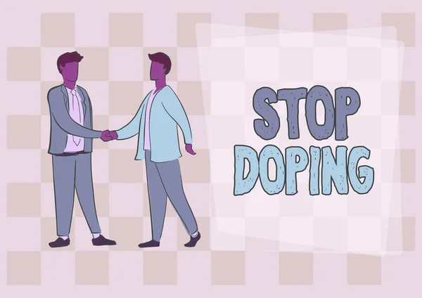 Podpis Tekstowy Przedstawiający Stop Doping Koncepcja Oznaczająca Zaprzestanie Stosowania Zakazanych — Zdjęcie stockowe