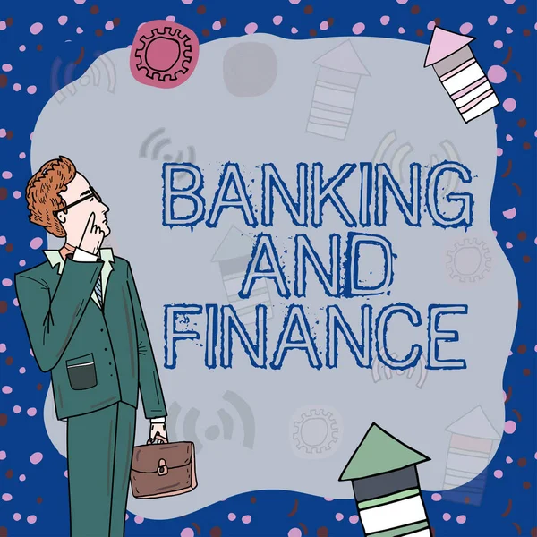 Signo Texto Que Muestra Banca Finanzas Concepto Que Significa Contabilidad — Foto de Stock