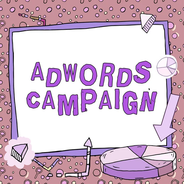Texto Que Mostra Inspiração Campanha Adwords Conceito Que Significa Estratégia — Fotografia de Stock