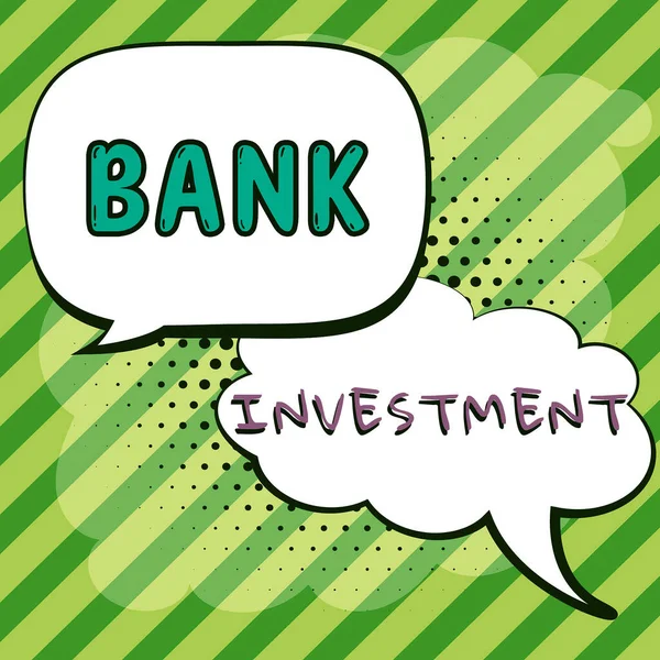 Textová Značka Znázorňující Bankovní Investice Obchodní Přístup Finanční Zprostředkovatel Který — Stock fotografie