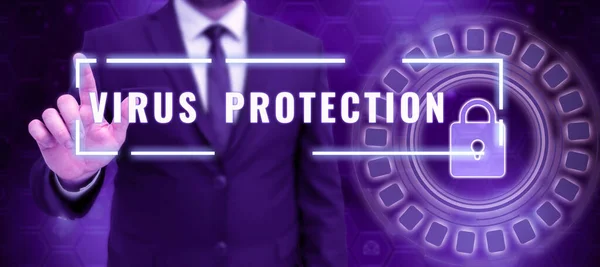 Koncepční Zobrazení Virus Protection Business Approach Program Určený Ochraně Počítačů — Stock fotografie