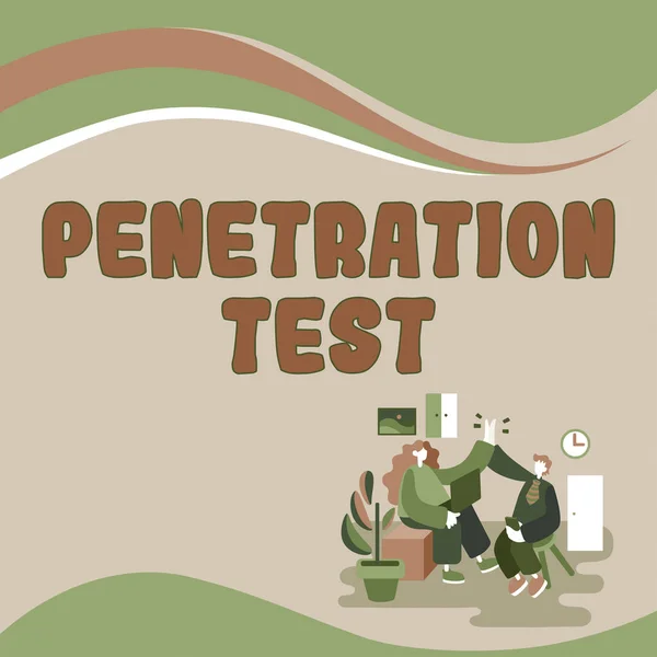 Text caption presenting Penetration Test, Concept meaning authorized simulated cyberattack on a computer system