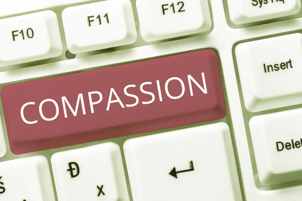 Podpis Konceptualny Współczucie Słowo Napisane Empatii Trosce Ból Lub Nieszczęście — Zdjęcie stockowe