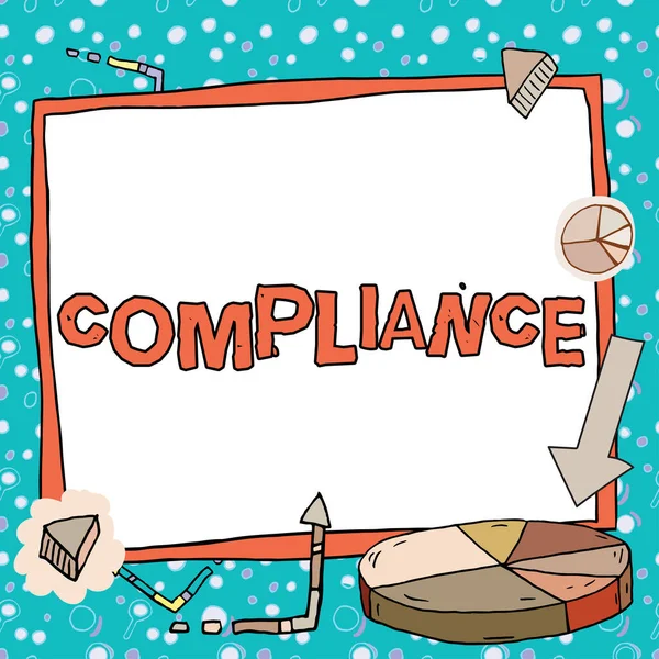 Tekst Die Inspiratie Toont Compliance Business Concept Actie Het Feit — Stockfoto