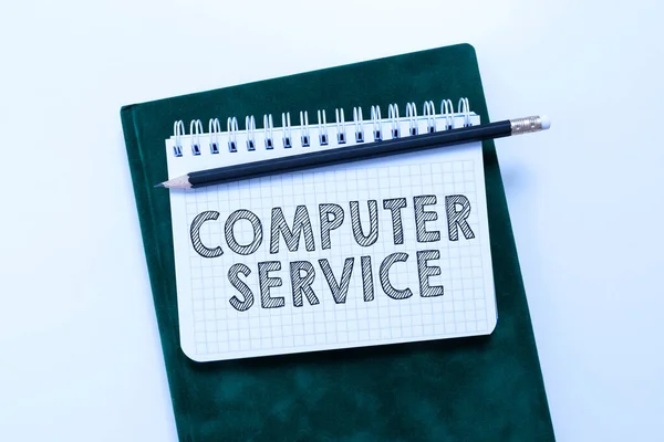 概念表示コンピュータサービス ビジネスアイデアコンピュータ時間またはデータ処理サービスを含むサービス — ストック写真