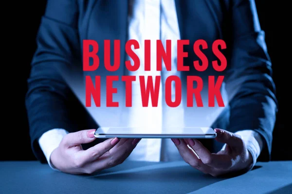 Ручной Знак Business Network Business Showcase Interfirm Cooperation Allows Companies — стоковое фото
