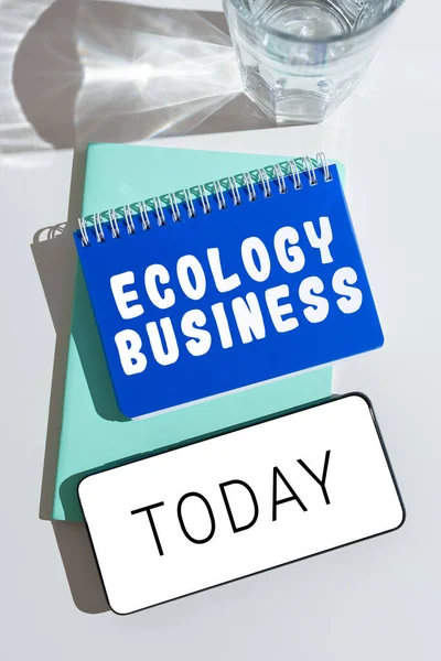 Schrijven Van Tekst Ecologie Business Concept Betekent Wereldwijde Ecologie Milieubescherming — Stockfoto