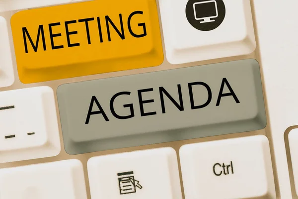 Writing displaying text Meeting Agenda, Word for An agenda sets clear expectations for what needs to a meeting