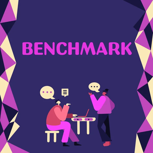 Kijelző Benchmark Business Kirakat Valamit Ami Szolgál Mint Egy Szabvány — Stock Fotó