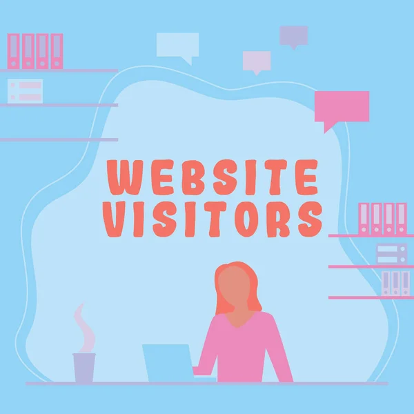 Texto Presentando Visitantes Del Sitio Web Word Escrito Alguien Que — Foto de Stock