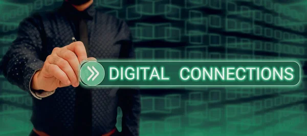 Tekst Pokazujący Inspirację Digital Connections Business Concept Virtual Network Linking — Zdjęcie stockowe
