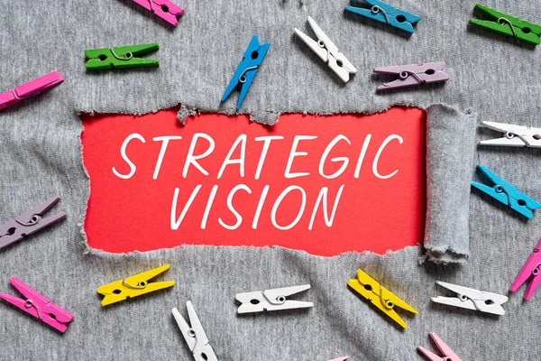 Hand Writing Sign Strategic Vision Word Written Clarifies Direction Organisation — Stock Photo, Image