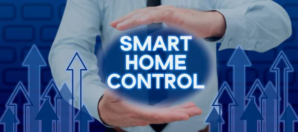 디스플레이 스마트 컨트롤 Smart Home Control Word Internet Things Technology — 스톡 사진