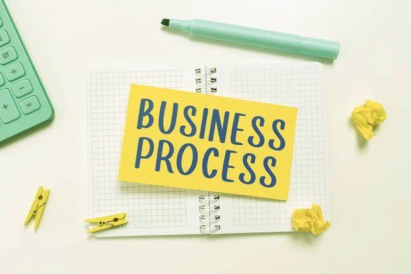 Sinal Escrita Manual Processo Negócio Ideia Negócio Implementada Para Alcançar — Fotografia de Stock