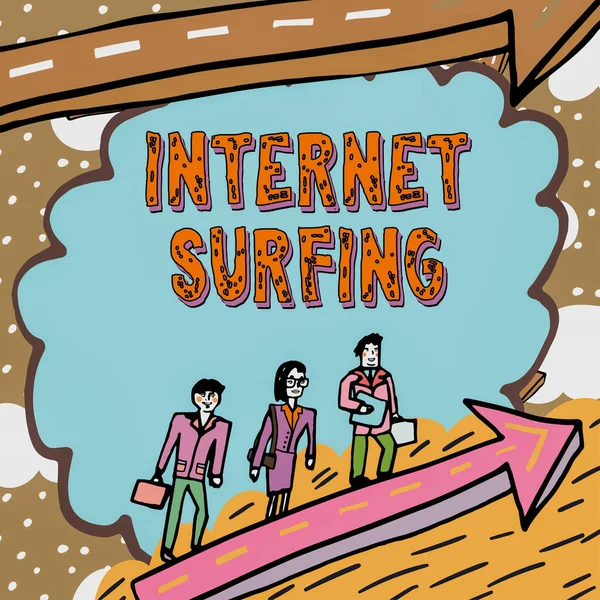 Nternet Sörfünü Gösteren Metin Işareti Nternet Gezinen Genel Görünümü Dünya — Stok fotoğraf