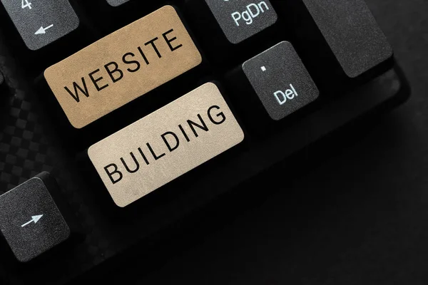 Hand Writing Sign Website Building Internet Concept Site Constructed According — Stock Photo, Image