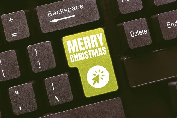 Psaní Textu Veselé Vánoce Obchodní Přehled Roční Tradice Oslavě Narození — Stock fotografie