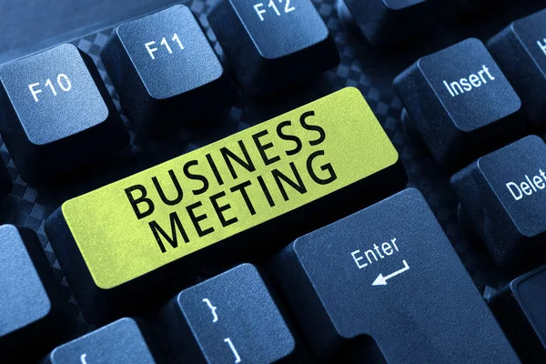 Sign Exibindo Business Meeting Conceito Significa Reunião Dois Mais Mostrando — Fotografia de Stock
